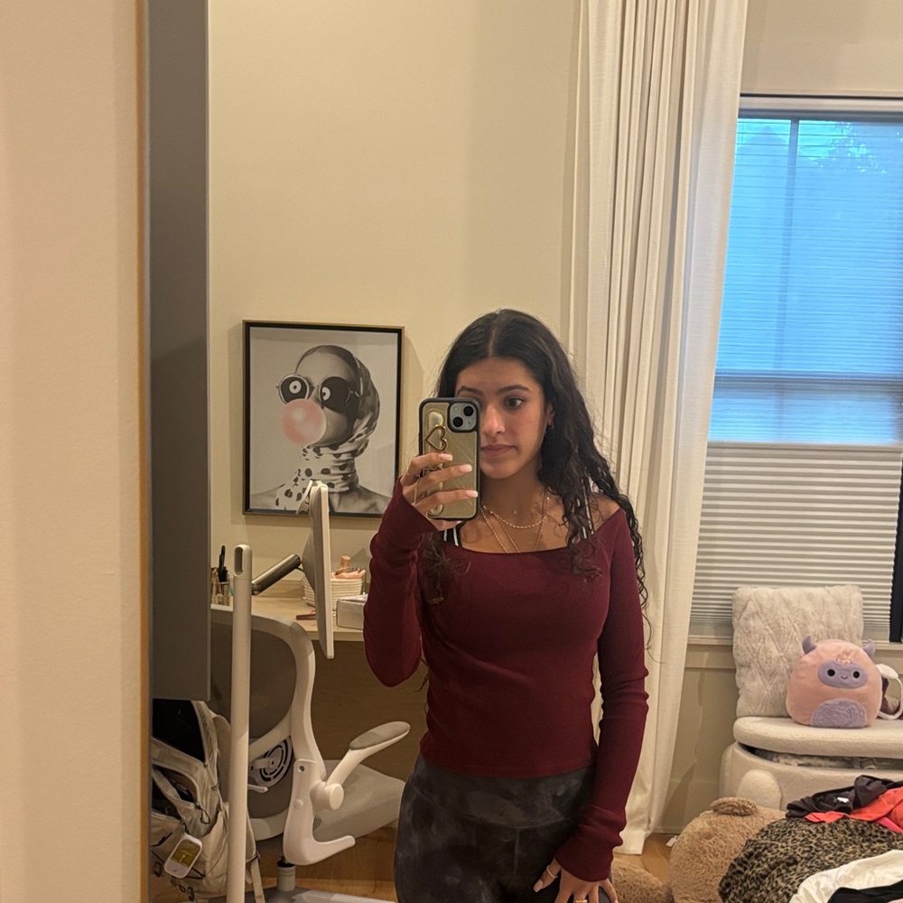 Brandy Melville Deep Red Ribbed Top